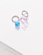 Asos Design Hoop Earrings With Dolphin And Dice-multi
