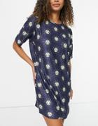 Urban Threads T-shirt Dress In Navy Sun Print-blues