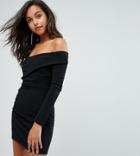 Prettylittlething Bardot Bodycon Dress - Black