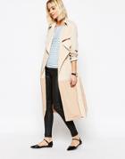 Paisie Two-tone Lightweight Trenchcoat With Draped Collar - Tan