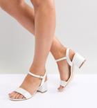 London Rebel Wide Fit Bridal Block Heeled Sandals - Cream