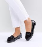 New Look Wide Fit Mix Material Patent Loafer - Black