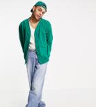 Reclaimed Vintage Inspired Organic Cotton Jersey Bomber In Forest Green-neutral