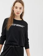 Cheap Monday Long Sleeve Top With Reflective Logo - Black
