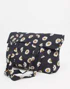 Asos Design Large Organic Cotton Shopper Bag In 90s Daisy Print-black
