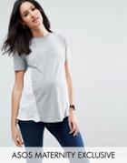 Asos Maternity Woven Side Panel T-shirt - Gray