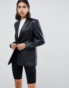Asos Design Premium Leather Blazer - Black
