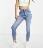 Pull & Bear Petite High Waisted Skinny Contour Jeans In Mid Blue