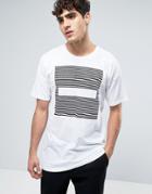 Dr Denim Marlon Long Line T-shirt White Stripes Dash - White