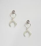 Dogeared Sterling Silver Ring With Crescent Stud Earrings - Silver