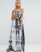 Anmol Tie Dye Maxi Skirt With Matching Bandeau Top - Blue