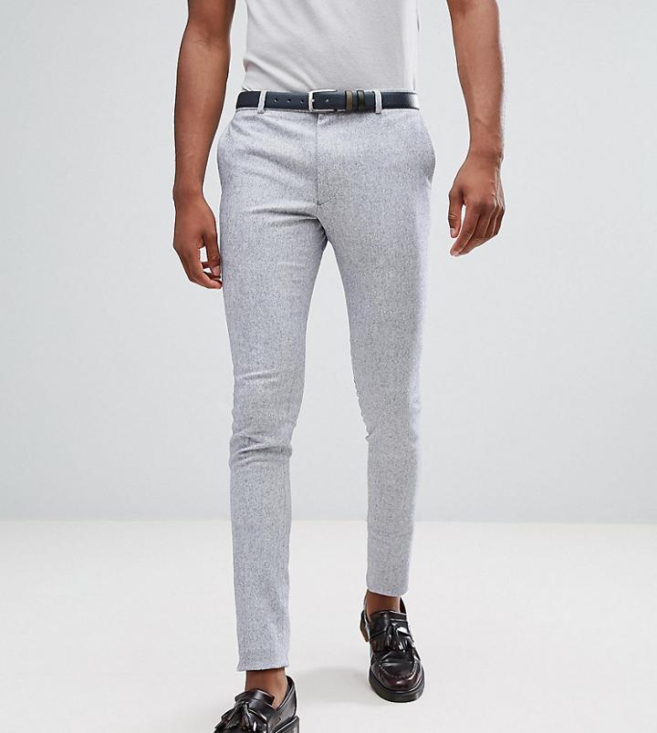 Heart & Dagger Tall Super Skinny Smart Pants In Stretch Tweed - Blue