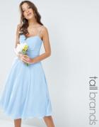 Tfnc Tall Bandeau Chiffon Midi Prom Dress - Blue