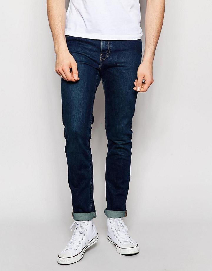 Weekday Friday Skinny Jeans In Stretch Rumble Blue Dark - Rumble Blue