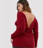 Urban Bliss Plus Fitted Wrap Back Sweater-red