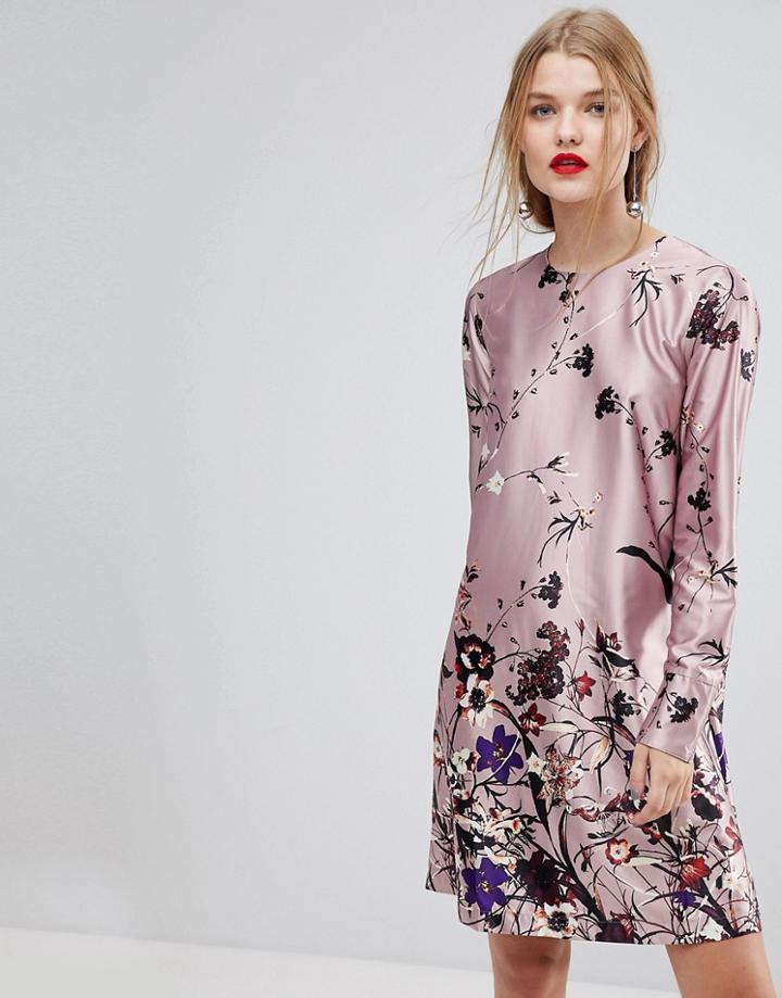 Y.a.s Floral Print Shift Mini Dress-multi