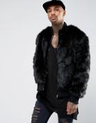 The New County Faux Fur Bomber Jacket - Black