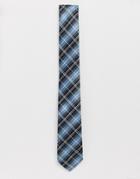 River Island Wedding Checked Tie In Blue