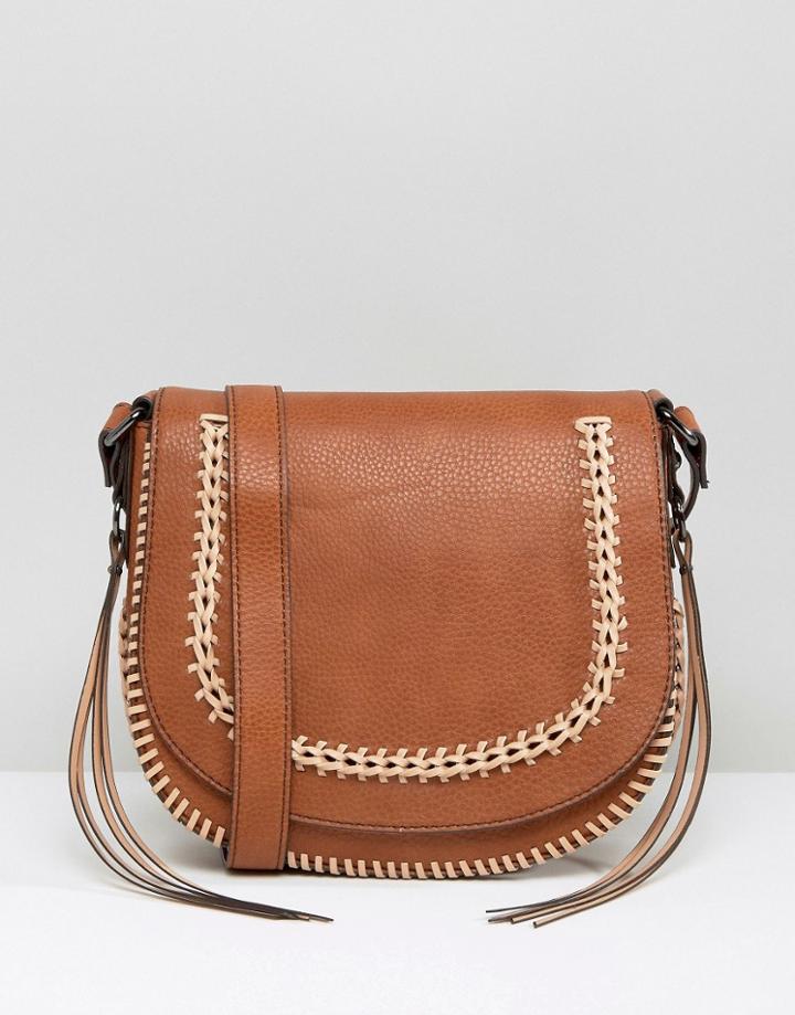 Aldo Miroissi Whipstitch Saddle Bag - Tan