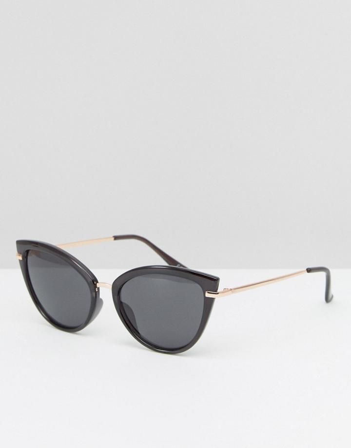 Asos Metal Bridge Cat Eye Sunglasses With Rose Gold - Gold