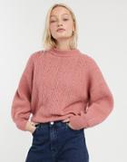Monki Pointelle Knit Sweater In Pink