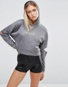 Nicce London Cut Out Sleeve Hoodie - Gray