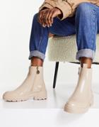 River Island Chunky Paneled Chelsea Boot In Cream-white