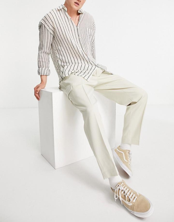 Asos Design Oversized Cargo Pants In Stone-neutral