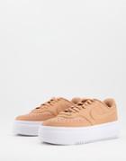 Nike Court Vision Alta Leather Platform Sneakers In Light Cognac-brown
