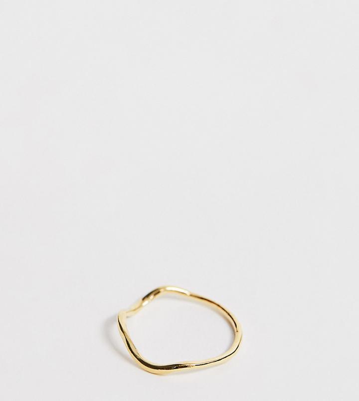 Asos Design Curve Sterling Silver Ring With Gold Plate In Wiggle Design