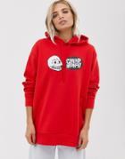 Cheap Monday Organic Cotton Hoodie With Skull Logo-red