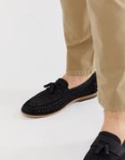 River Island Leather Woven Loafer In Black - Black