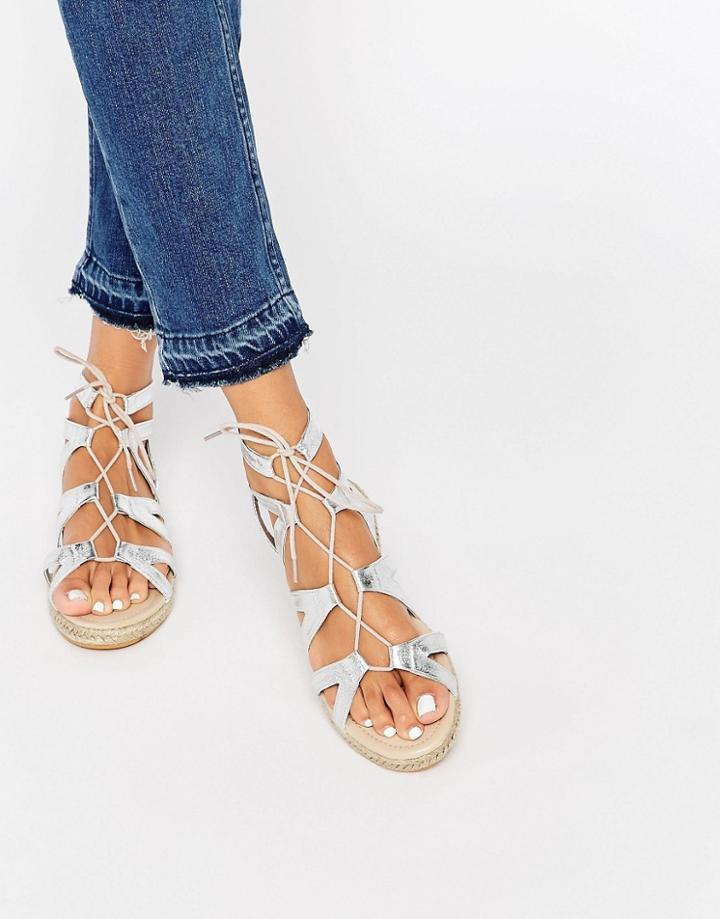Asos Joan Ghillie Tie Espadrilles - Silver