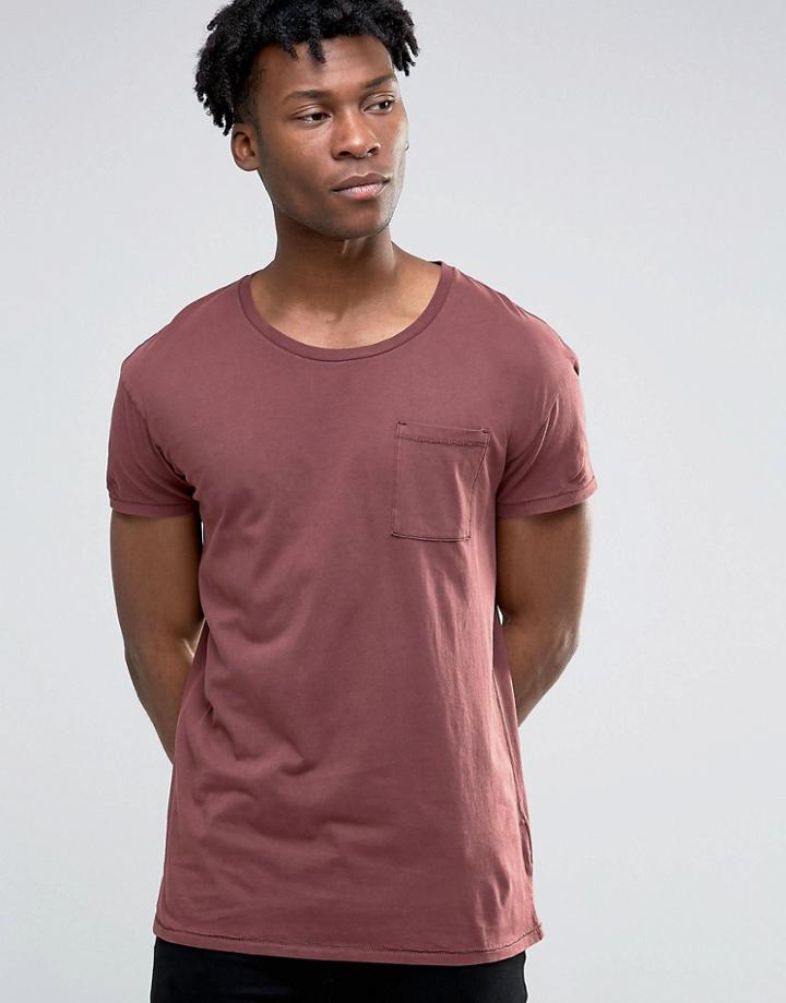 Selected Homme Oil Wash Over Sized Pocket T-shirt - Brown