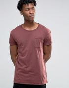 Selected Homme Oil Wash Over Sized Pocket T-shirt - Brown