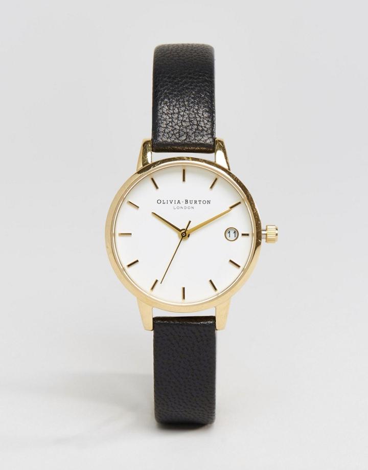 Olivia Burton Dandy Black Leather Watch Ob15td14 - Black