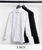 Jack & Jones Essentials 2 Pack Smart Shirt In White & Black