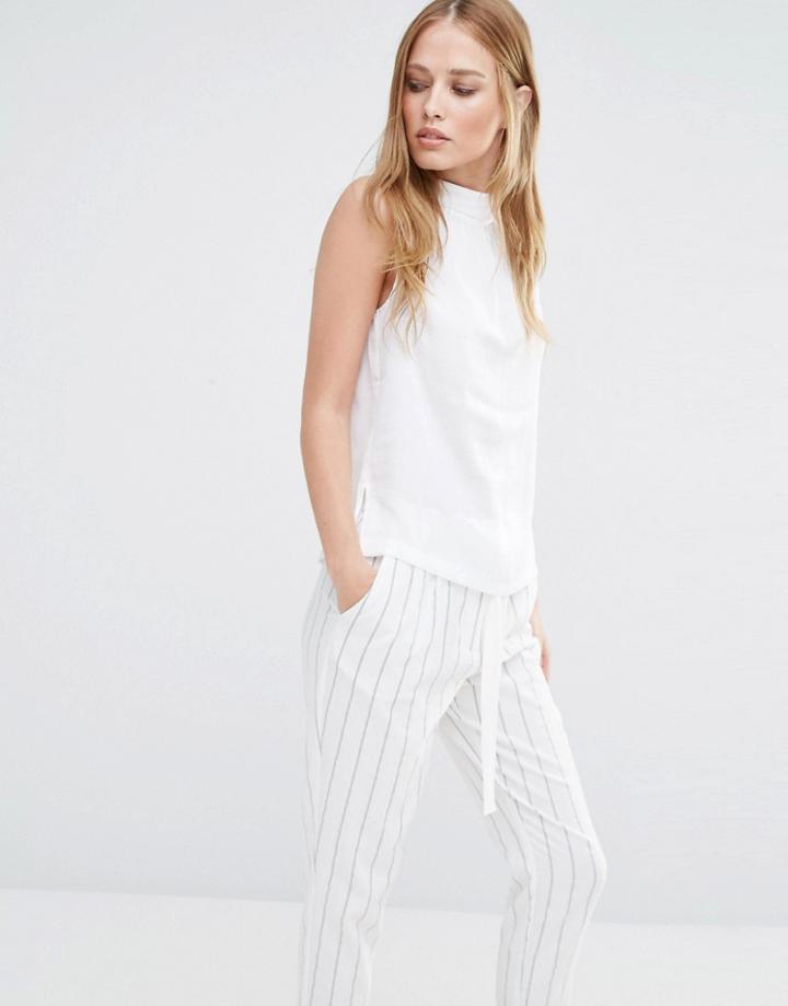 Y.a.s Freja High Neck Sleeveless Shirt - White