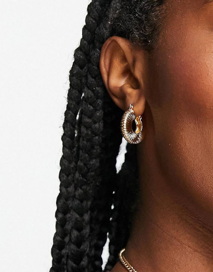 Monki Chelsey Fan Chunky Hoop Earrings In Gold