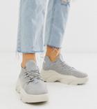 Asos Design Wide Fit Director Chunky Lace Up Sneakers In Gray