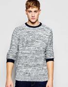 Bellfield Knitted Sweater With Stripe Weave - Navy
