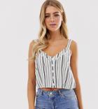 Miss Selfridge Cami Top With Buttons In Stripe-multi