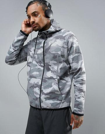 Ki5-a Camo Print Jacket - Gray