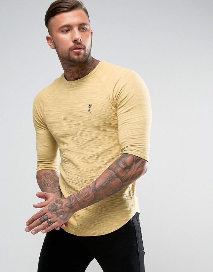 Religion 3/4 Sleeve Top In Mixed Jersey - Beige