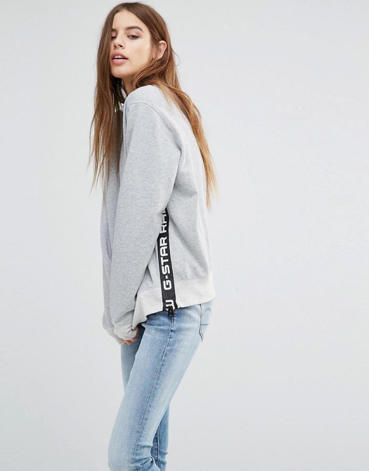 G-star High Neck Sweat With Logo Detail - Gray
