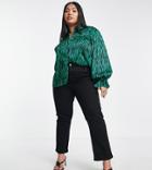 River Island Plus Animal Print Tie Sleeve Oversized Shirt In Green