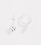 Asos Design Sterling Silver Hoop Earrings With Tattoo Charm