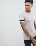 Asos Design Muscle T-shirt With Stretch And Contrast Sleeve Panels - Multi