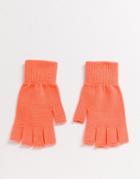 Asos Design Fingerless Gloves In Neon Orange