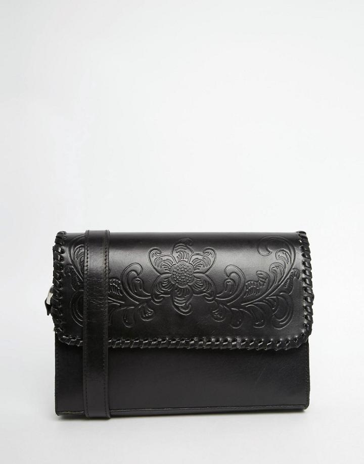 Park Lane Embossed Leather Bag - Black
